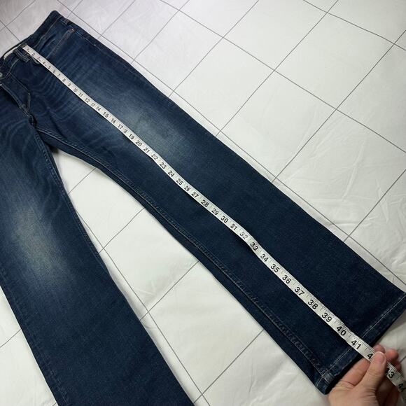 All Saints Jeans Mens 34 Blue Cigarette Skinny Button Fly Fade Distressed Denim - Picture 15 of 16